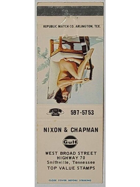 Republic Match Co Other - Vintage Matchbook Cover Nixon & Chapman Gulf Smithville TN Tennessee Pinup